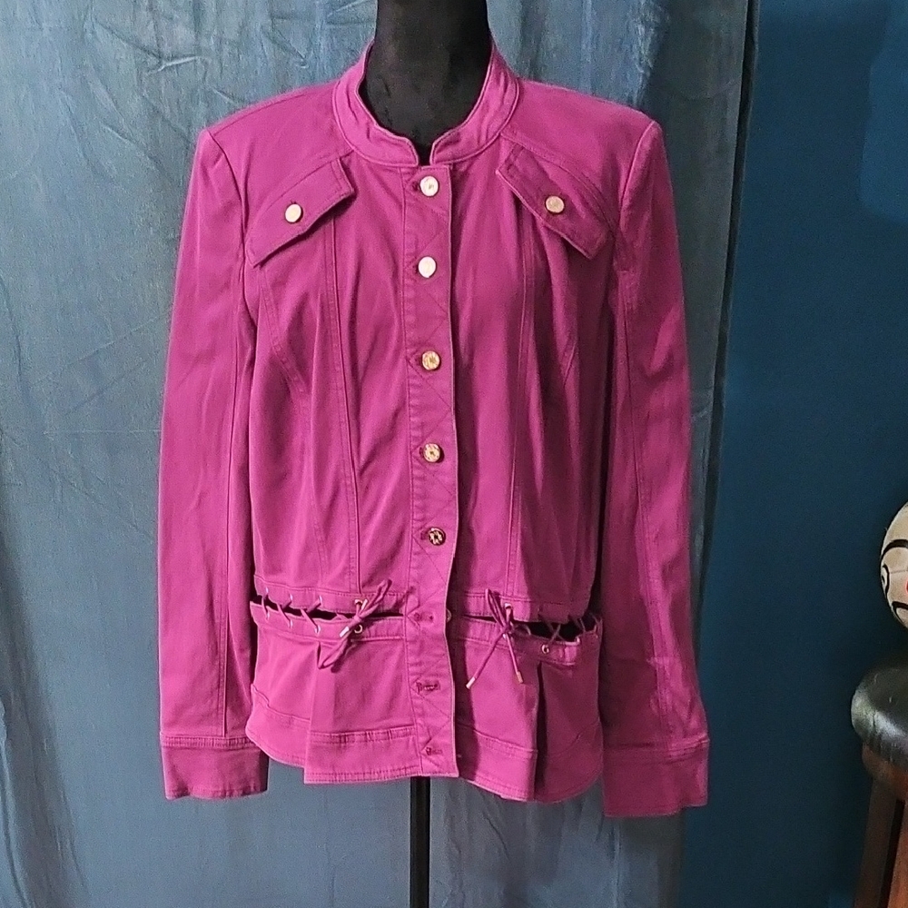 White House Black Market - NWT - Grommet Peplum Jacket - Baie- Xl